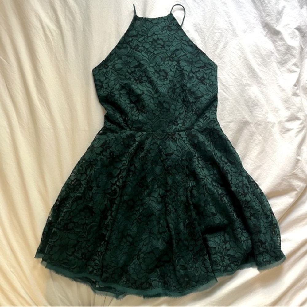 Urban Outfitters Emerald Green Lace Skater Dress size Medium
